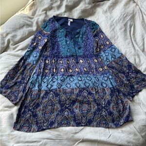 Women's Blue Patterned Dress